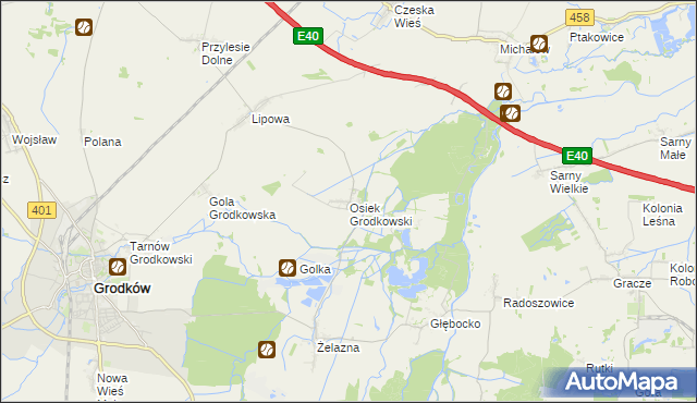 mapa Osiek Grodkowski, Osiek Grodkowski na mapie Targeo