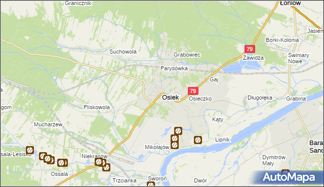 mapa Osiek powiat staszowski, Osiek powiat staszowski na mapie Targeo