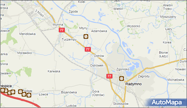 mapa Ostrów gmina Radymno, Ostrów gmina Radymno na mapie Targeo