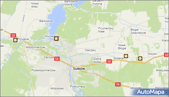 mapa Owczary gmina Mniszków, Owczary gmina Mniszków na mapie Targeo