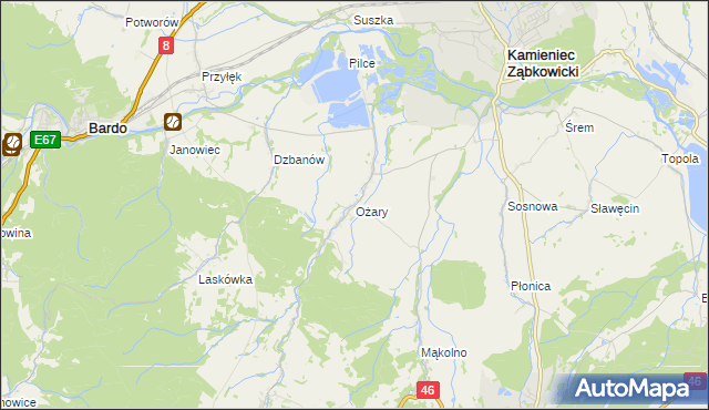 mapa Ożary, Ożary na mapie Targeo