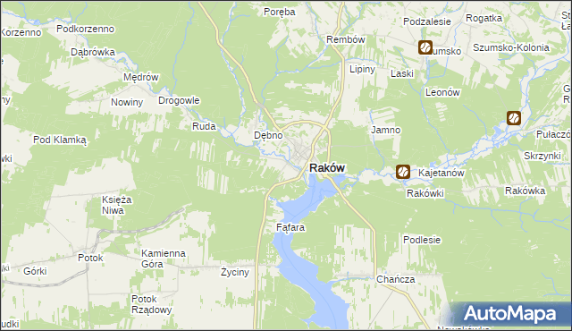 mapa Pągowiec gmina Raków, Pągowiec gmina Raków na mapie Targeo