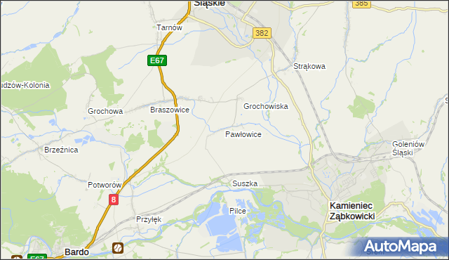 mapa Pawłowice gmina Ząbkowice Śląskie, Pawłowice gmina Ząbkowice Śląskie na mapie Targeo