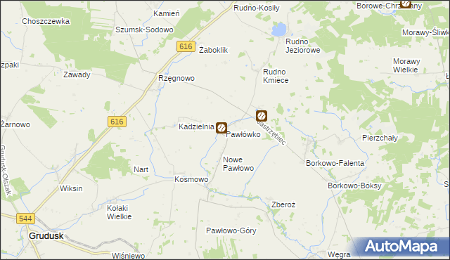 mapa Pawłówko gmina Czernice Borowe, Pawłówko gmina Czernice Borowe na mapie Targeo