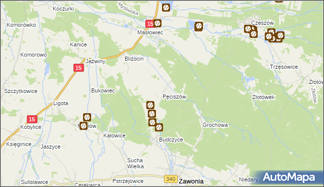 mapa Pęciszów, Pęciszów na mapie Targeo