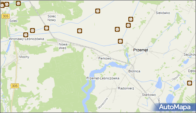 mapa Perkowo gmina Przemęt, Perkowo gmina Przemęt na mapie Targeo