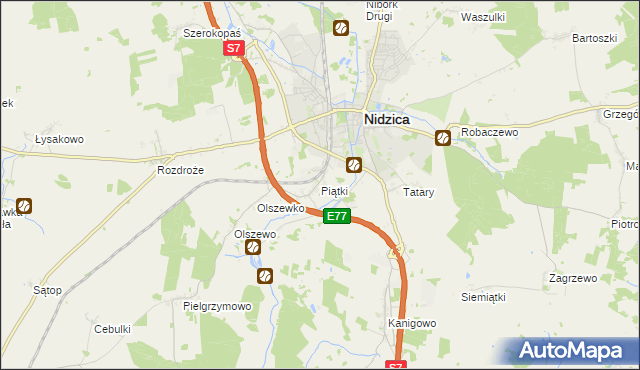 mapa Piątki gmina Nidzica, Piątki gmina Nidzica na mapie Targeo