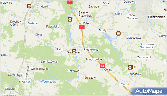 mapa Piotrkowice gmina Chmielnik, Piotrkowice gmina Chmielnik na mapie Targeo