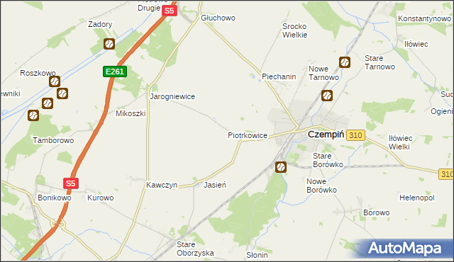 mapa Piotrkowice gmina Czempiń, Piotrkowice gmina Czempiń na mapie Targeo