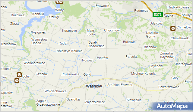 mapa Piotrów gmina Waśniów, Piotrów gmina Waśniów na mapie Targeo