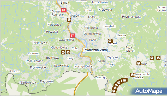 mapa Piwniczna-Zdrój, Piwniczna-Zdrój na mapie Targeo