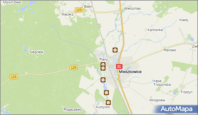 mapa Plany gmina Mieszkowice, Plany gmina Mieszkowice na mapie Targeo