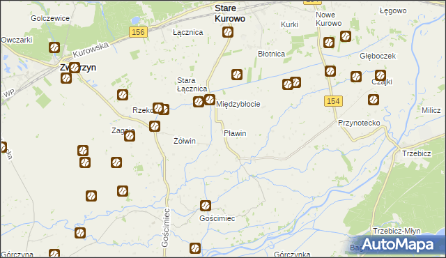 mapa Pławin gmina Stare Kurowo, Pławin gmina Stare Kurowo na mapie Targeo