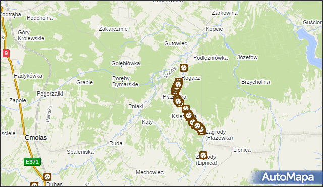 mapa Płazówka gmina Dzikowiec, Płazówka gmina Dzikowiec na mapie Targeo