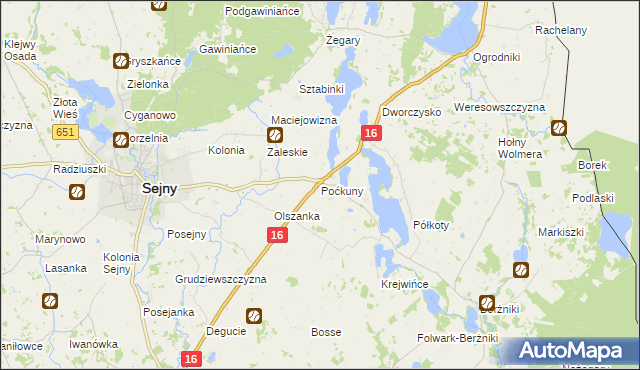 mapa Poćkuny, Poćkuny na mapie Targeo