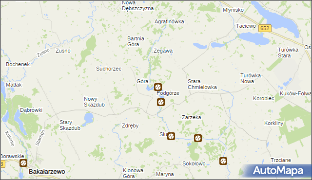 mapa Podgórze gmina Bakałarzewo, Podgórze gmina Bakałarzewo na mapie Targeo