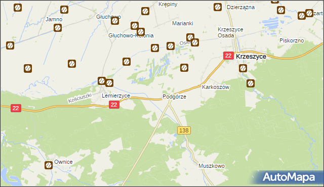 mapa Podgórze gmina Słońsk, Podgórze gmina Słońsk na mapie Targeo