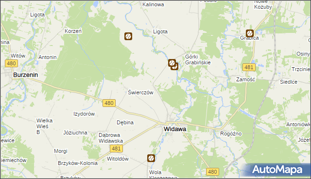 mapa Podgórze gmina Widawa, Podgórze gmina Widawa na mapie Targeo