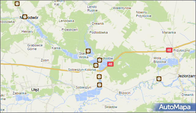 mapa Podlodów gmina Ułęż, Podlodów gmina Ułęż na mapie Targeo