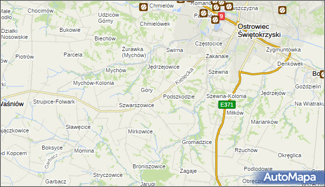 mapa Podszkodzie, Podszkodzie na mapie Targeo
