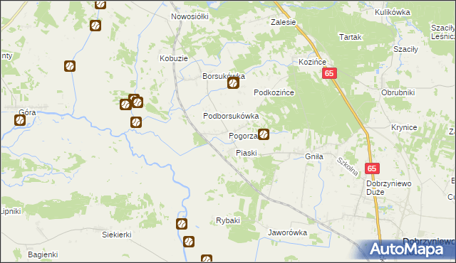 mapa Pogorzałki gmina Dobrzyniewo Duże, Pogorzałki gmina Dobrzyniewo Duże na mapie Targeo