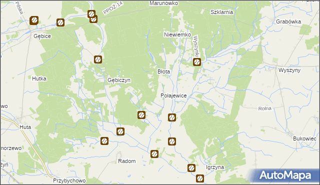 mapa Połajewice, Połajewice na mapie Targeo