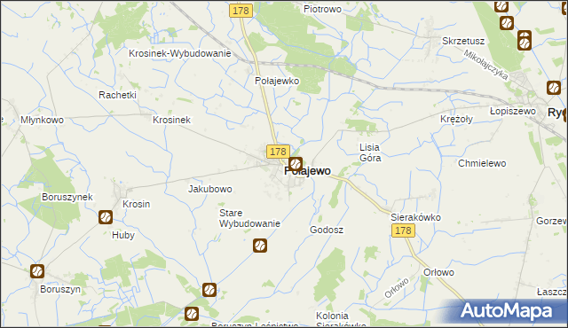 mapa Połajewo powiat czarnkowsko-trzcianecki, Połajewo powiat czarnkowsko-trzcianecki na mapie Targeo