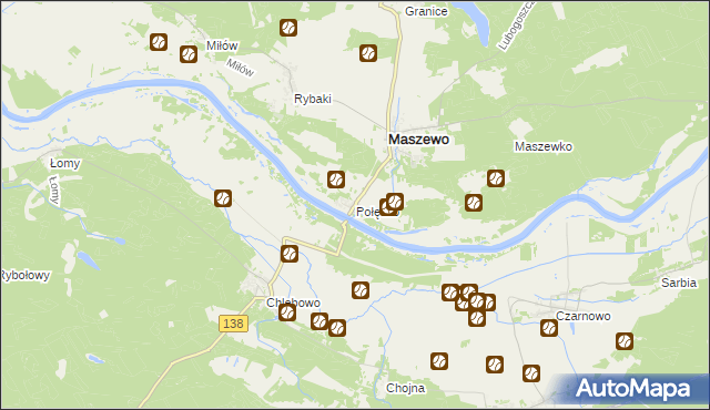 mapa Połęcko gmina Maszewo, Połęcko gmina Maszewo na mapie Targeo