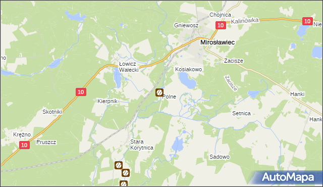 mapa Polne gmina Mirosławiec, Polne gmina Mirosławiec na mapie Targeo