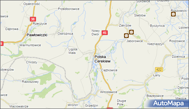 mapa Polska Cerekiew, Polska Cerekiew na mapie Targeo