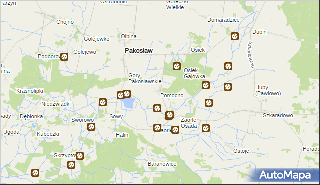 mapa Pomocno, Pomocno na mapie Targeo