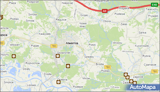 mapa Poręba Żegoty, Poręba Żegoty na mapie Targeo