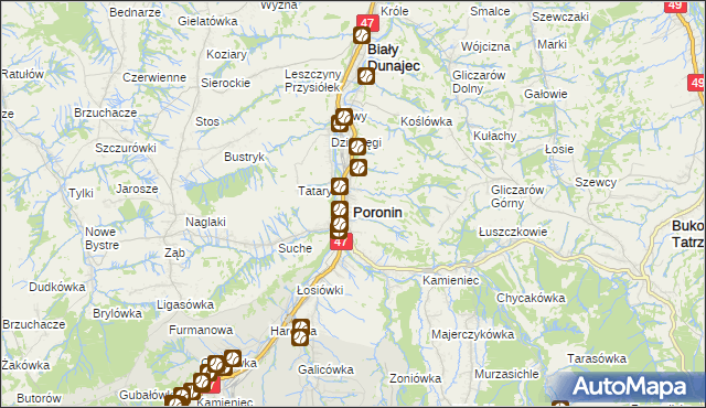 mapa Poronin, Poronin na mapie Targeo