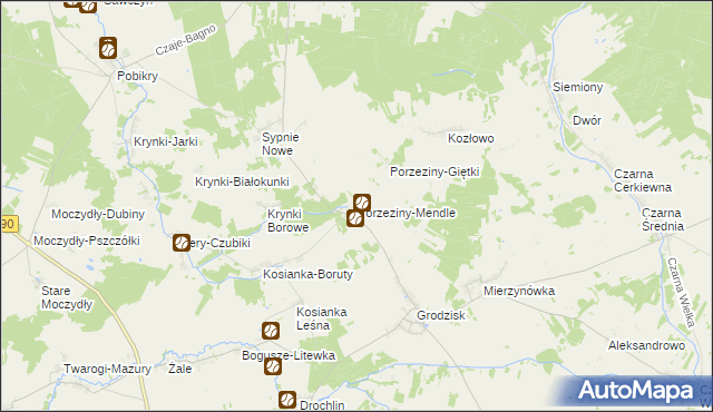 mapa Porzeziny-Mendle, Porzeziny-Mendle na mapie Targeo