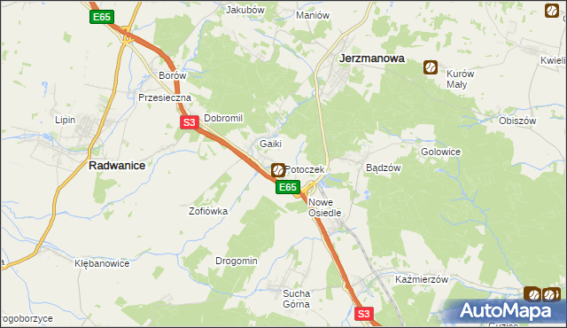 mapa Potoczek gmina Jerzmanowa, Potoczek gmina Jerzmanowa na mapie Targeo