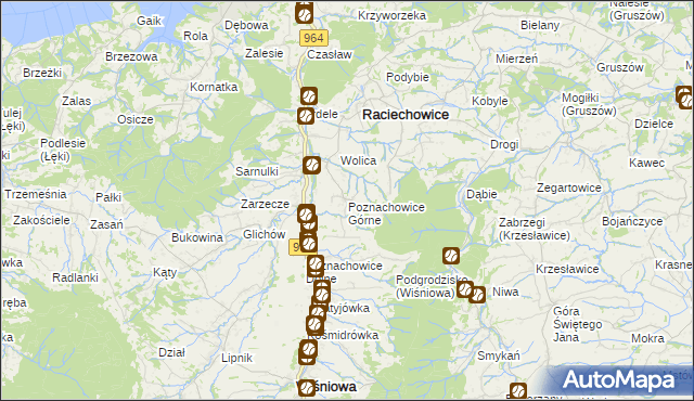 mapa Poznachowice Górne, Poznachowice Górne na mapie Targeo