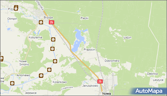 mapa Prądocin gmina Nowa Wieś Wielka, Prądocin gmina Nowa Wieś Wielka na mapie Targeo