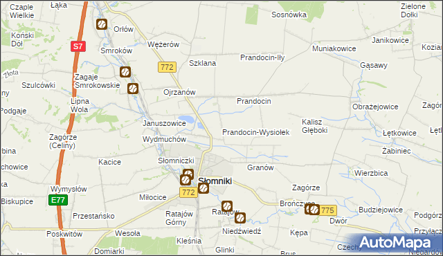 mapa Prandocin-Wysiołek, Prandocin-Wysiołek na mapie Targeo