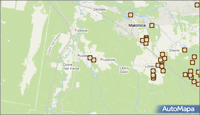 mapa Pruszków gmina Żagań, Pruszków gmina Żagań na mapie Targeo