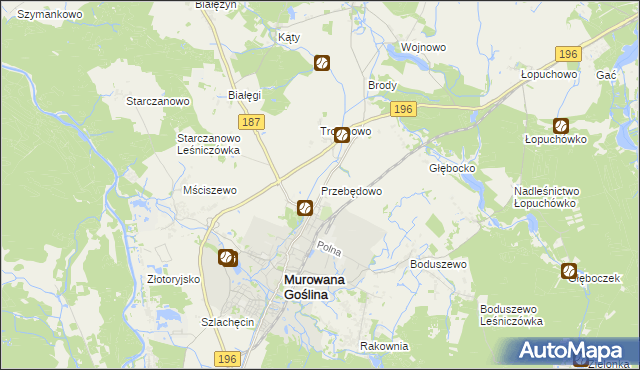 mapa Przebędowo gmina Murowana Goślina, Przebędowo gmina Murowana Goślina na mapie Targeo