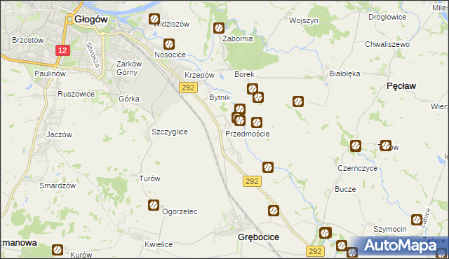 mapa Przedmoście gmina Głogów, Przedmoście gmina Głogów na mapie Targeo