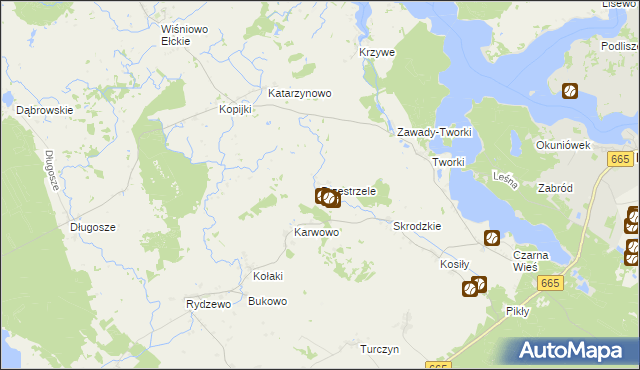 mapa Przestrzele gmina Rajgród, Przestrzele gmina Rajgród na mapie Targeo