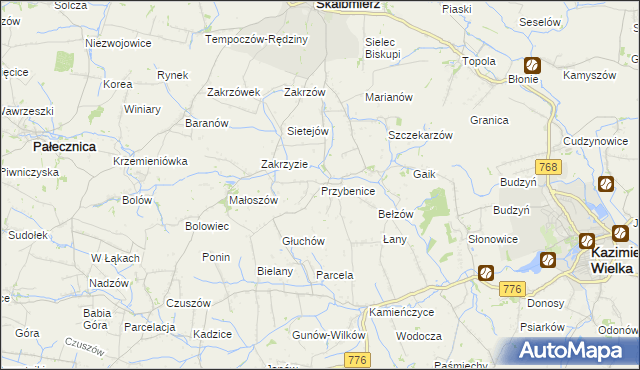 mapa Przybenice, Przybenice na mapie Targeo