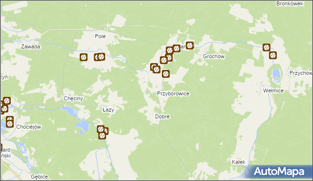 mapa Przyborowice gmina Gubin, Przyborowice gmina Gubin na mapie Targeo