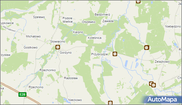 mapa Przybrodzie gmina Główczyce, Przybrodzie gmina Główczyce na mapie Targeo