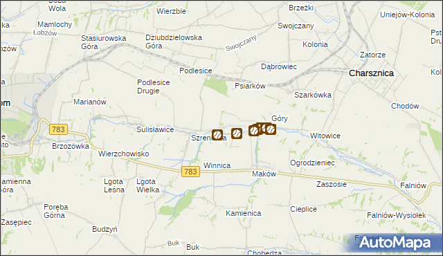 mapa Przybysławice gmina Gołcza, Przybysławice gmina Gołcza na mapie Targeo