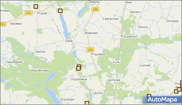 mapa Przysieka gmina Wągrowiec, Przysieka gmina Wągrowiec na mapie Targeo