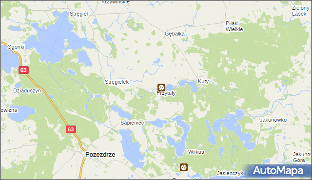 mapa Przytuły gmina Pozezdrze, Przytuły gmina Pozezdrze na mapie Targeo