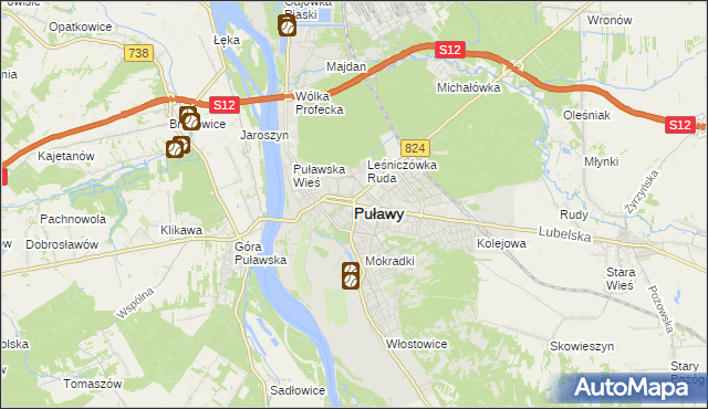 mapa Puław, Puławy na mapie Targeo