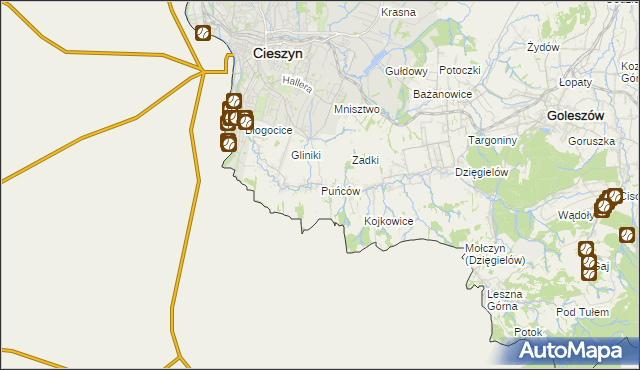 mapa Puńców, Puńców na mapie Targeo